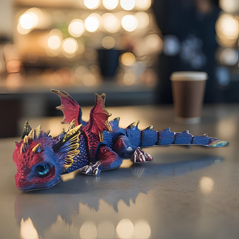 7"W 3D Blue Dragon Lying Figurine