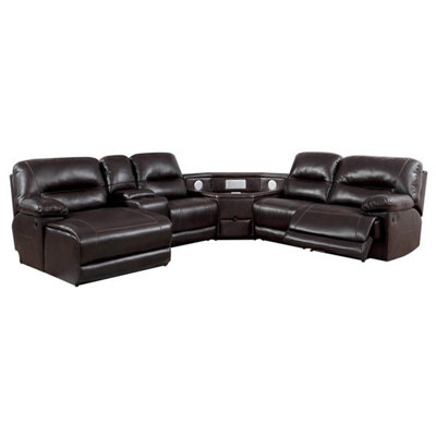Glasgow Faux Leather Reclining L-Shaped Sectional Symmetrical