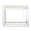 Lit superposé simple au-dessus de double avec tablettes de rangement et DEL, lits superposés de plancher en bois avec rangement-1468815788
