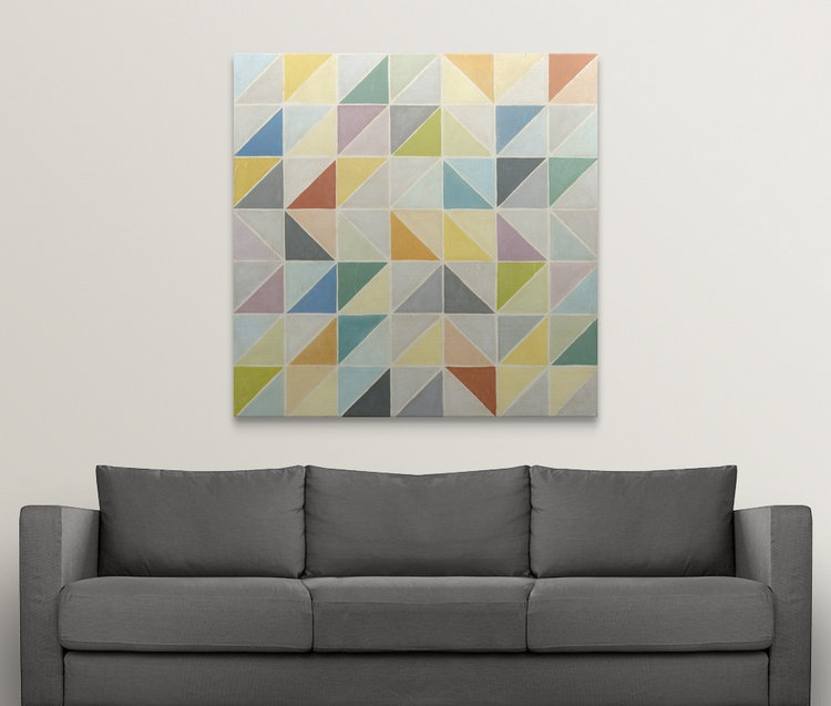 « i », art textuel megan meagher Multifaceted, H 35 po x l 35 po x P 1,5 po, Toile