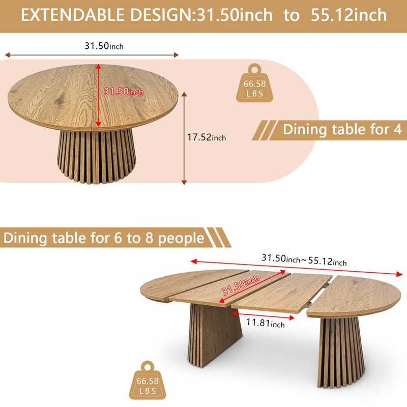 Table de salle à manger en bois, Natural