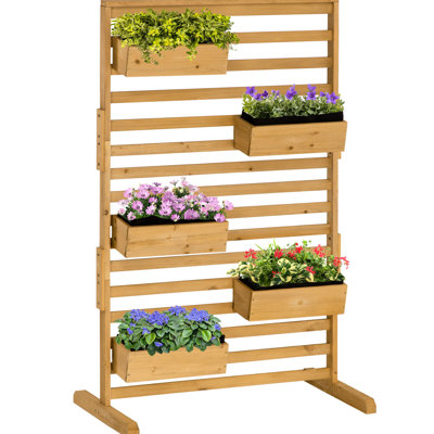 Wooden Plant Trellis With 5 Planter Boxes - Stand For Outdoor Delight Porch, Patio, Garden, Balcony Enjoy Your 5-tiered Hanging Balcony, Porch Elevate Decor