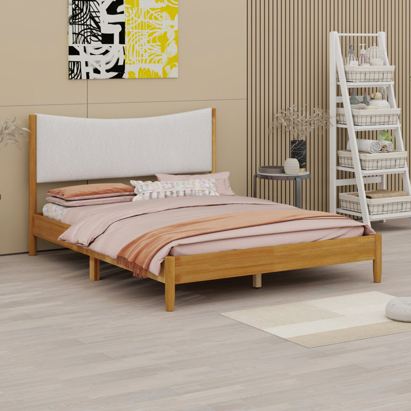 Lit en bois avec tête de lit tapissier