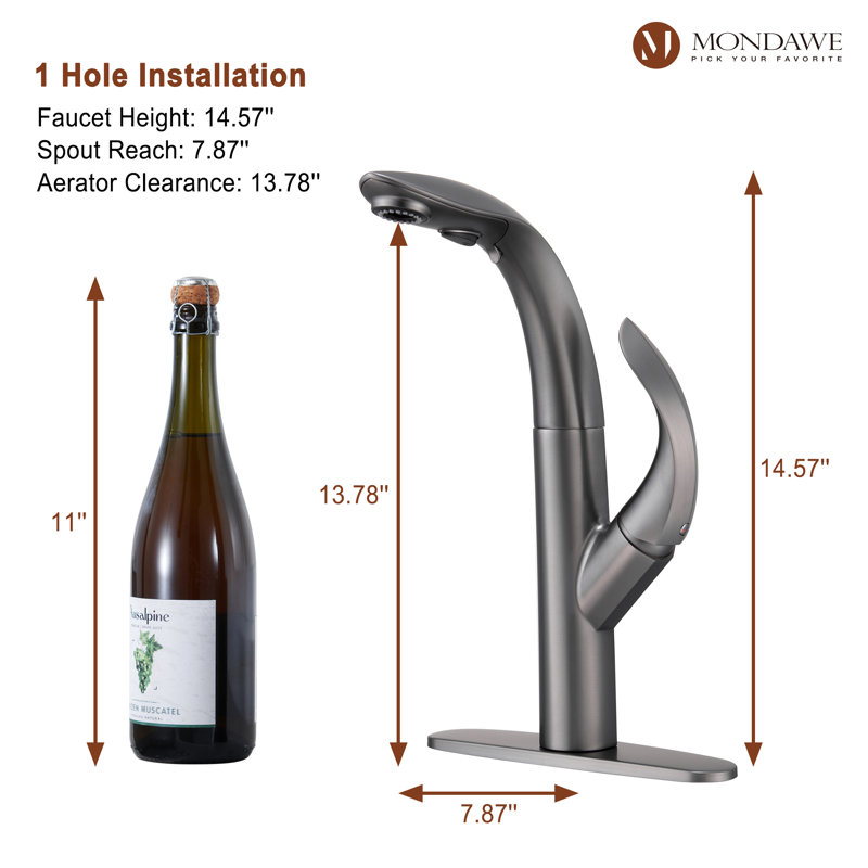 Mondawe Kitchen Faucet, Gun Black