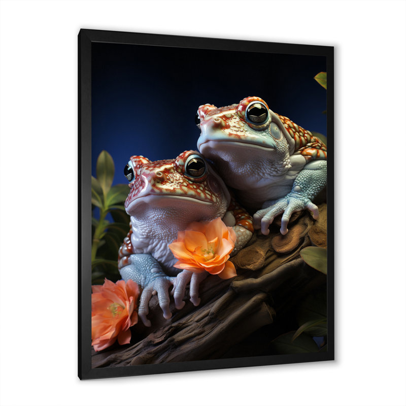 «Animal Frog Family II», reproduction d'un seul cadre photo sur toile, H 20 po x l 12 po x P 1 po, Noir
