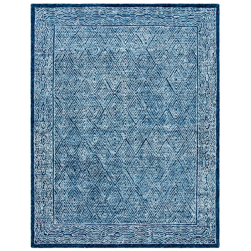 Angellique Handmade Tufted Wool Navy Area Rug, Rectangle 8' x 10'