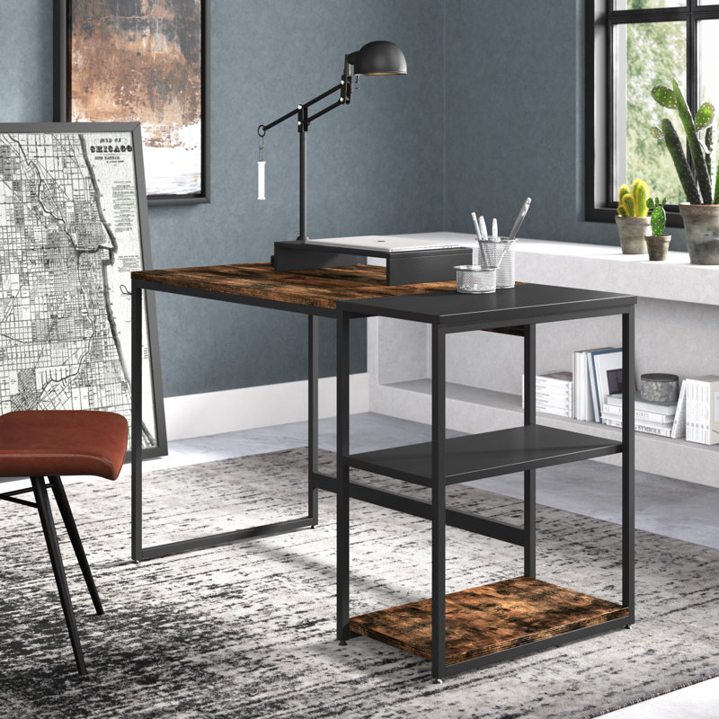 Bureau Flinsch, H 32,87 po x l 55,1 po x P 23,6 po, Brun rustique / noir
