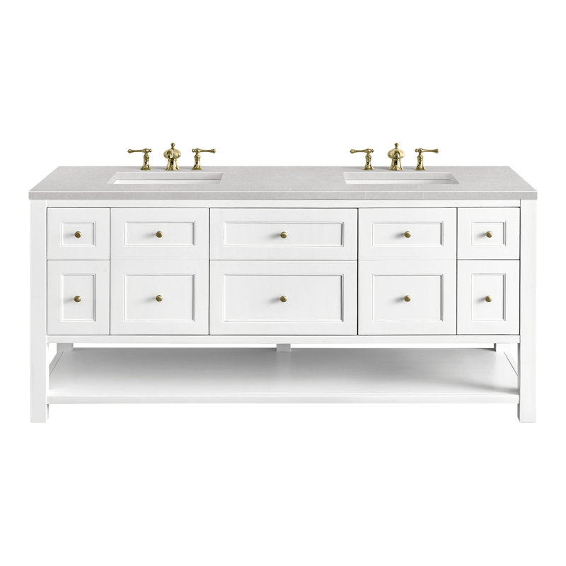 Breckenridge 72'' W Double Vanity, Bright White, Ethereal Noctis, 8" Widespread