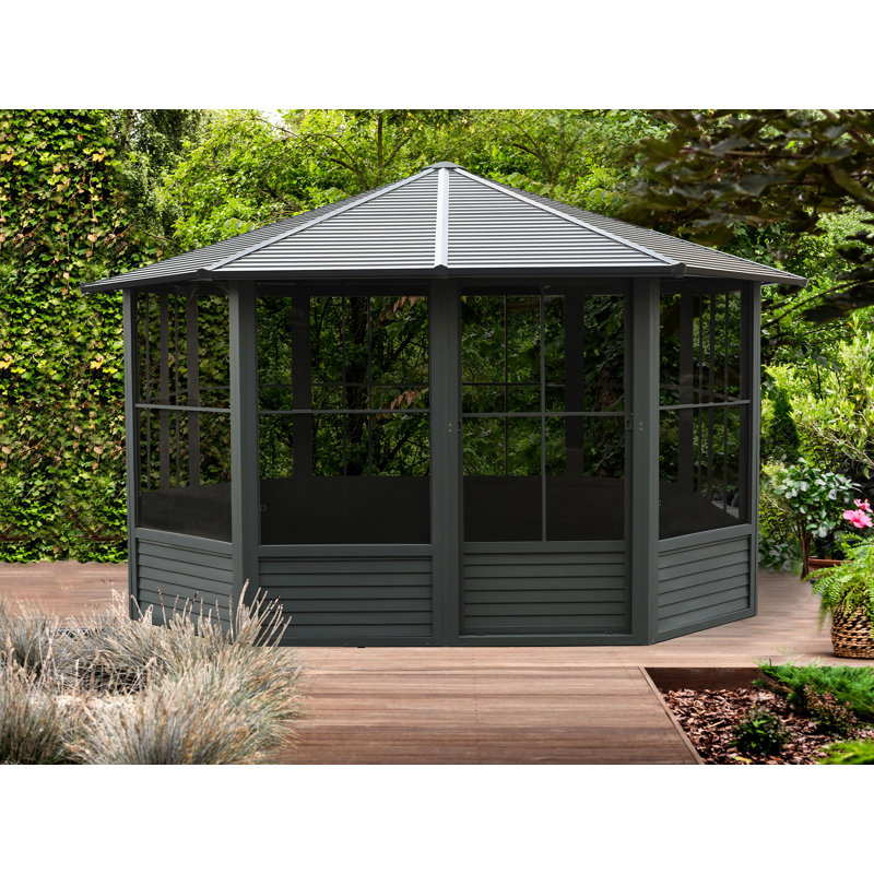 Sand 12 ft x 12 ft Aluminum and Steel Octagonal Solarium