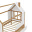 Lit plateforme simple avec tiroirs, lit maison en bois massif avec tablettes, conception enfantine, blanc et naturel-799560664