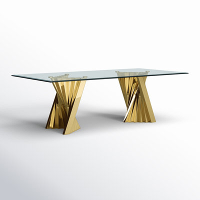 Ammerman Glass Top Metal Base Dining Table
