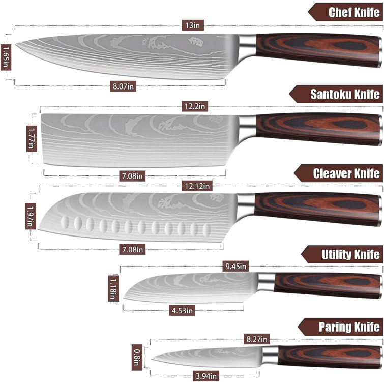 Wuyi 5 Piece Carbon Steel Assorted Knife Set B12834