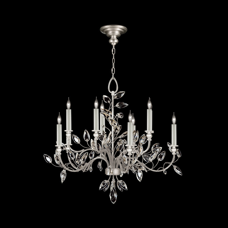Lustre rond en cristal Crystal Laurel, Argent