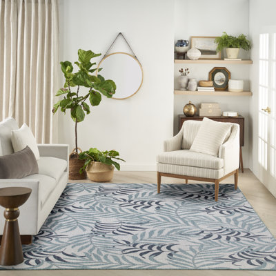 Tapis bleu / gris en polypropylène tissé à la machine Latrell