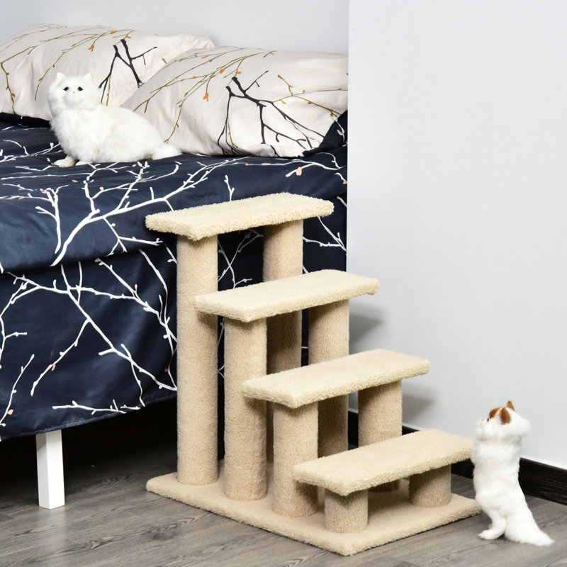 Multi-Level Carpeted Cat Scratching Post Pet Stairs
