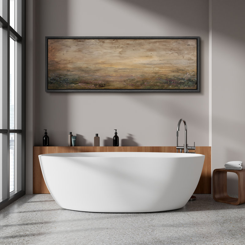 «Horizon Atmospheric Landscape with Earthy Tones», impression sur toile encadrée pour chambre principale, Noir