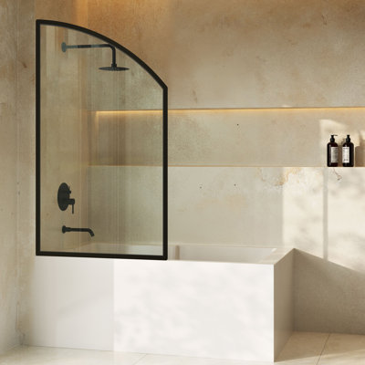 Demi 34 x 58 cadre fixe 3/8 po (10 mm) Porte de baignoire en verre trempé transparent avec cadre