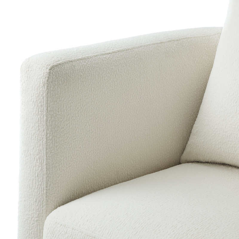 Fauteuil demi-tonneau pivotant avec tissu, Ivoire ivoire