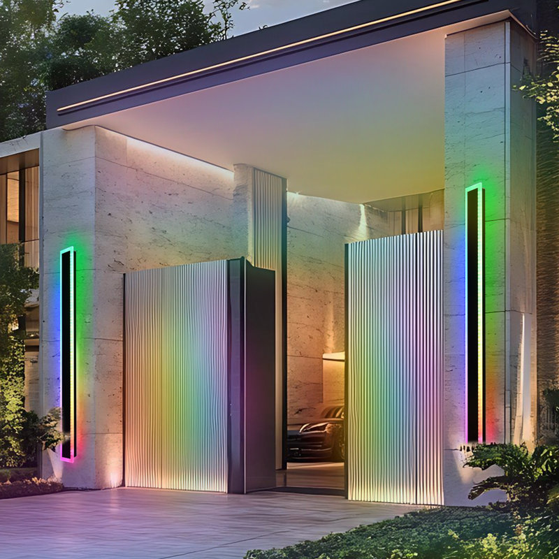 Upgraded Modern RGB Wall Lights - IP65 Waterproof, Indoor/Outdoor Lightings With Remote & App – Wall Sconce Exterior Black Light Fixture With Multiple Modes & Features, For Business/Home
