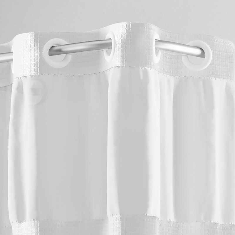 Hookless Waffle Shower Curtain, 3-in-1 Shower Curtain with Sheer Top Window and Flex-on Rings, It's a Snap! Fabric Liner with Magnets, 71 In Wide x 74 In Long
