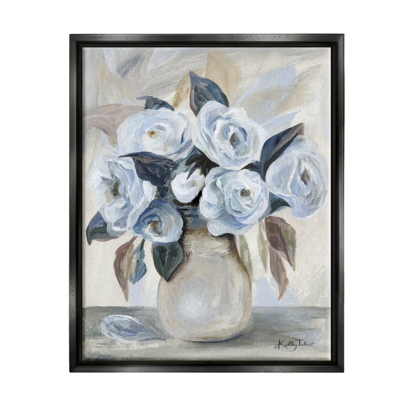 «Traditional Blue Rose Blossom Bouquet» par Kelley Talent - peinture sur toile, H 31 po x l 25 po x P 1,7 po