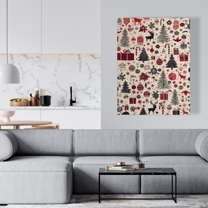 Christmas Gift Pattern Red Canvas for Home Decor - Unique Style