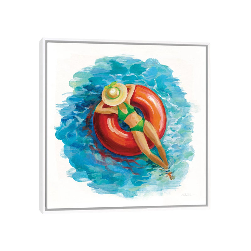 " Sunbather I " by Silvia Vassileva, 37'' H x 37'' W x 1.5'' D, White Framed Canvas, No Matte