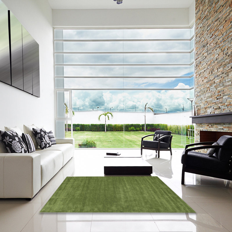 Tapis de zone vert contemporaine, Carré 6 pi