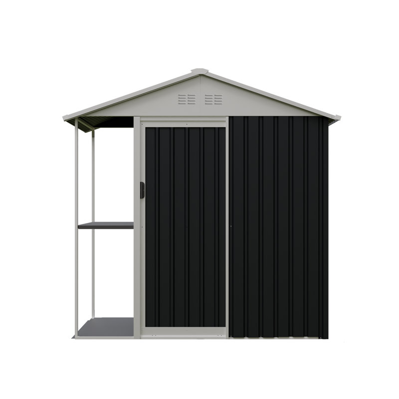 6Ft. X 4Ft. Outdoor Storage Shed With Rack Metal Garden Shed