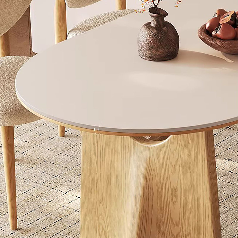Table de salle à manger demi-cercle crème, H 29,5 po x l 55,1 po x P 31,5 po