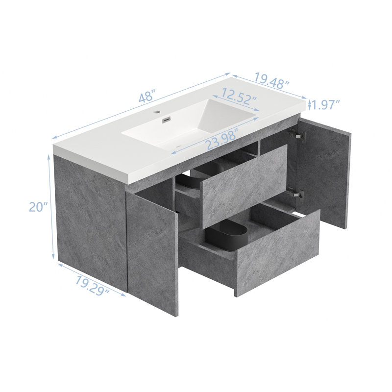 Meuble-lavabo simple 48 po avec plateau en résine