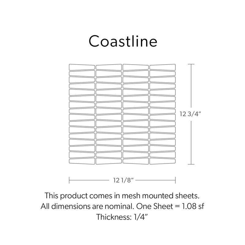 Coastline Mosaic Sheet Wall & Floor Tile, Tule Gloss