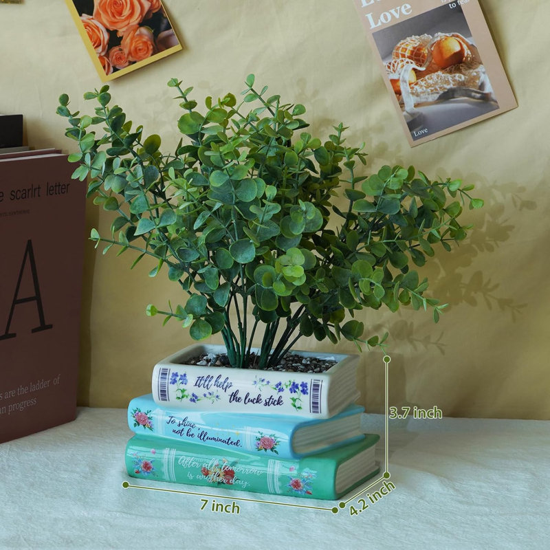 Book-shaped Ceramic Planter With Drainage