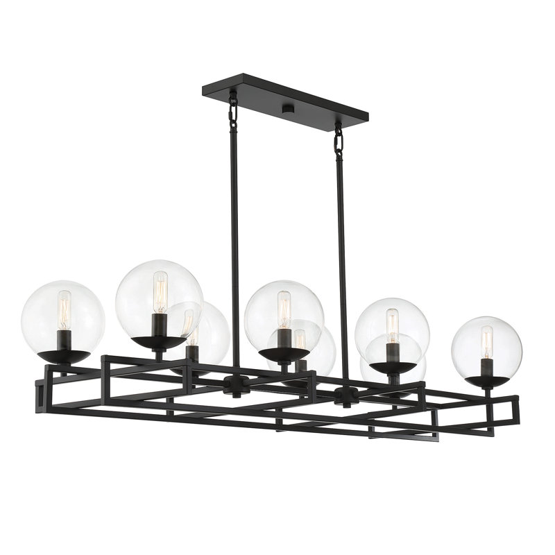 Lustre linéaire à 8 lumières Gmur, Noir mat