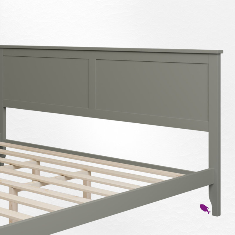 Wood Platform Bed, Gris, Très grand