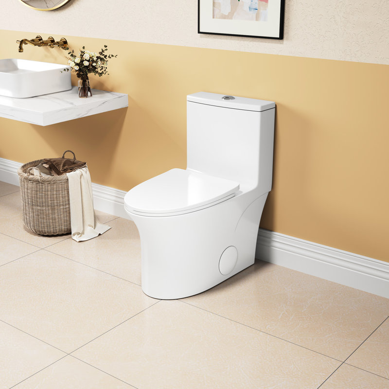 1.1/1.6 Toilet, Ceramic White, Elongated Comfort Height, & , Robust Close Seat T039wt Reliable