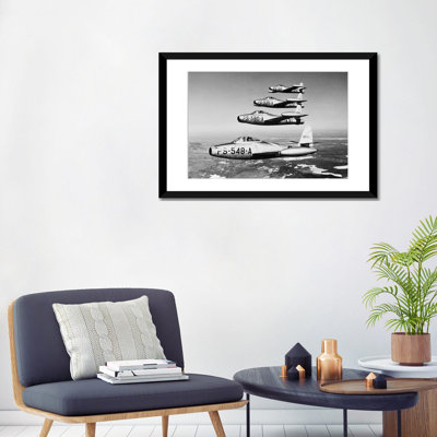 " 1950s Four Us Air Force F-84 Thunderjet Fighter Bomber Airplanes In Flight Formation " by Vintage Images