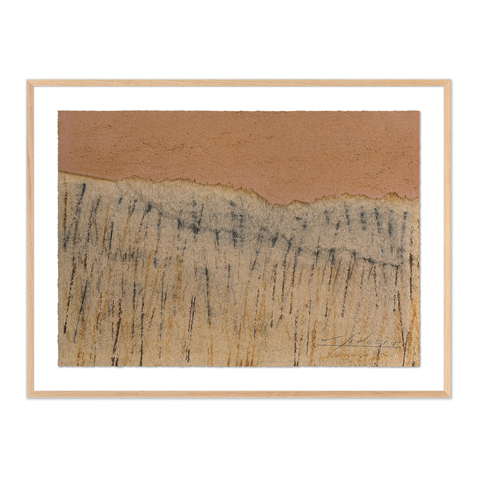 No. 17 Print by Valeria Sidanez, Light Brown Paper Single Picture Framed, 36" H 48" W 2" D