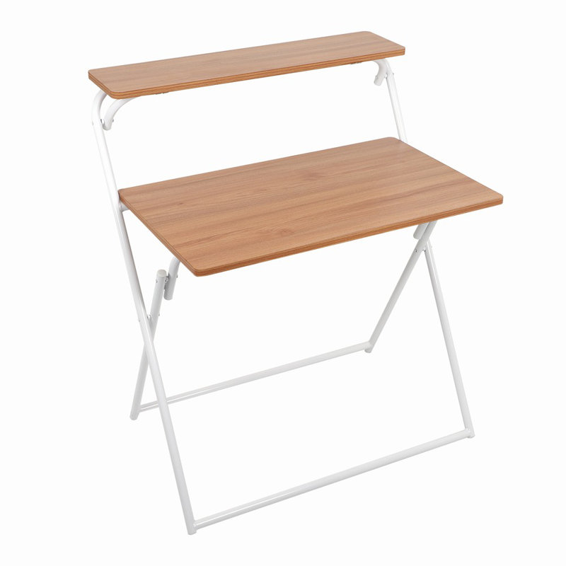 Metal Base Computer Desk, White, Walnut