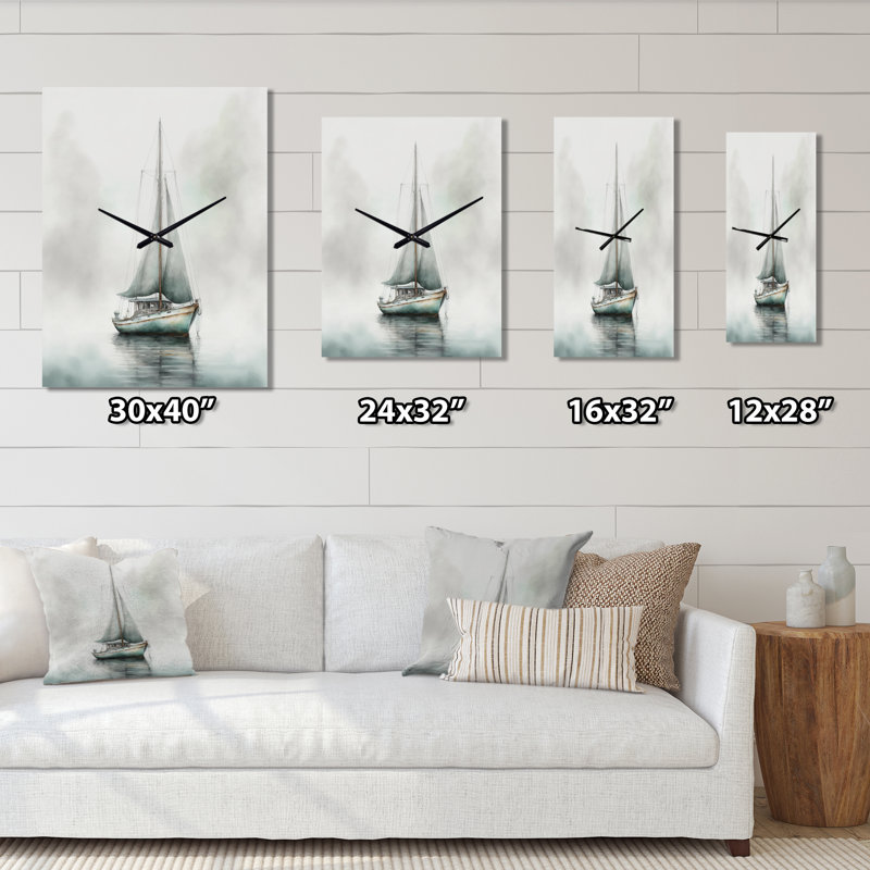 Jaleb - Horloge murale bord de mer surdimensionnée, H 32 po x l 24 po x P 1 po