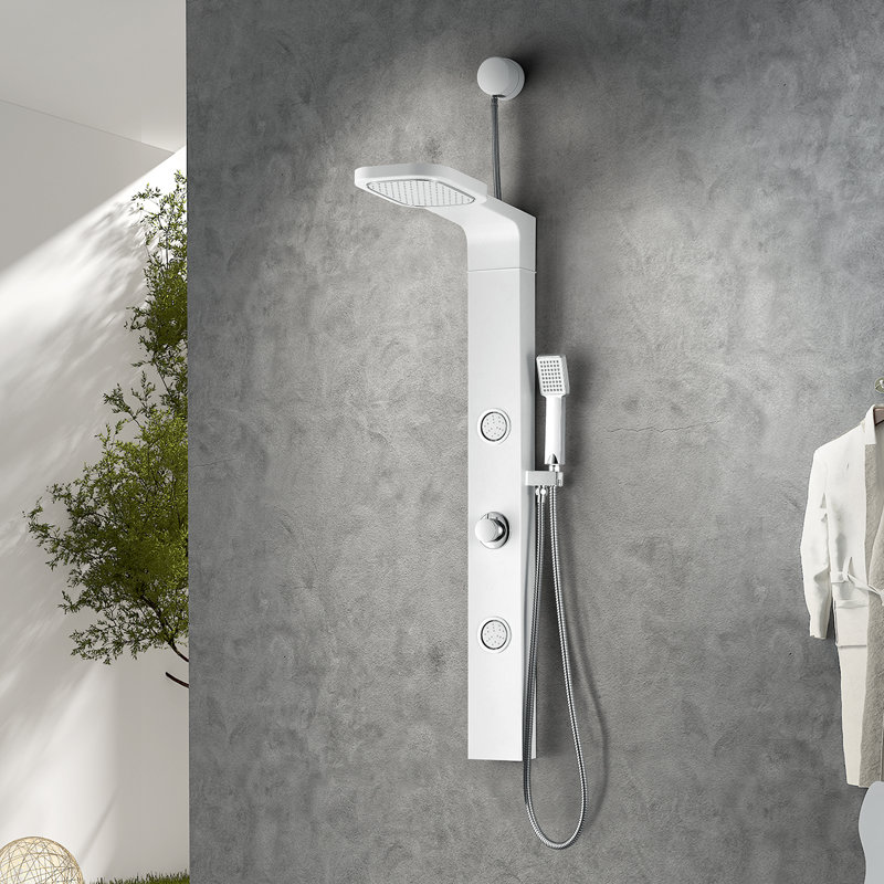Inland Series 44'' White Shower Panel with Fixed Head