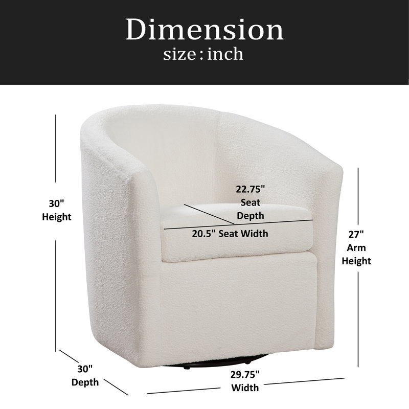 Fauteuil d'appoint pivotant Barrel, Ivoire ivoire