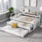 Storage-Focused Multi-Function Solid Wood Twin XL Platform Daybed with Trundles, Storage Cubbies and USB Charging, White-toned