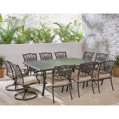 Covington Rectangular 10 - Person 60" Long Aluminum Dining Set with Cushions by Astoria Grand