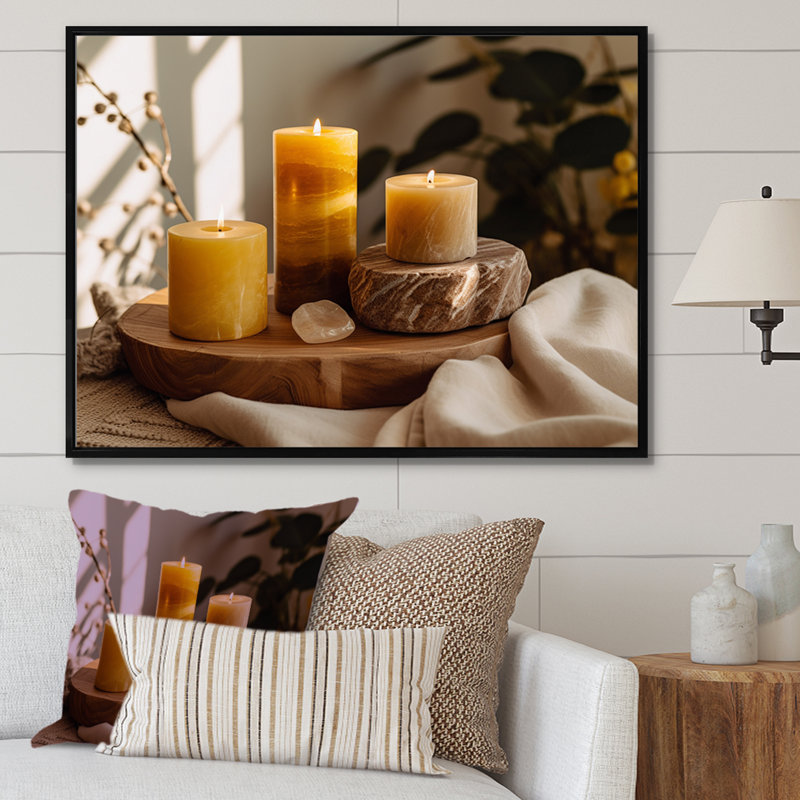 Spa Candels, harmonie zen sur toile, H 16 po x l 32 po x P 1 po, Cadre flottant noir