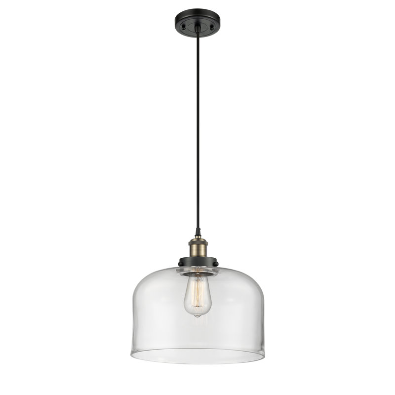 Pamelia 12" W 1-Light Dimmable Mini Pendant, Clear, LED, Black Antique Brass