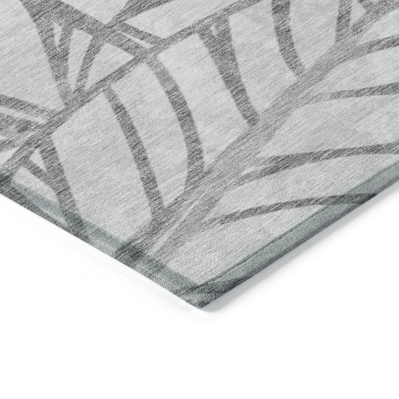 Tapis floral lavable intérieur argenté 5 pi x 8 pi