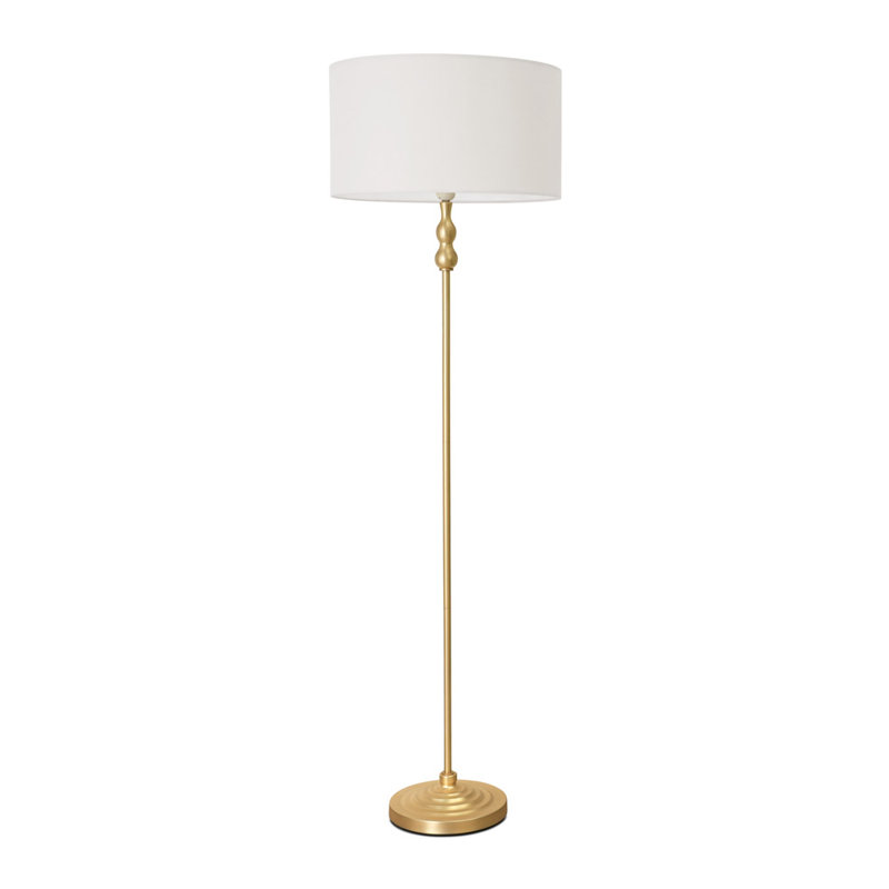 Saylorsburg 151cm Traditional Floor Lamp, No, White Fabric, Gold Metal