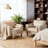 Fauteuil club capitonné à accoudoirs carrés en similicuir avec 2 coussins