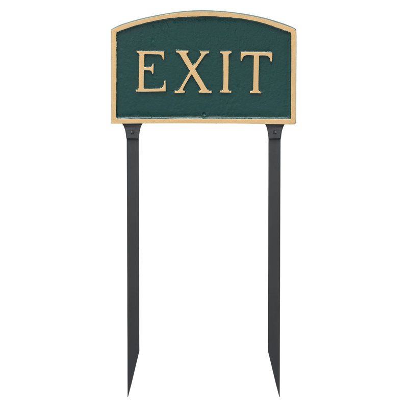 Enseigne de jardin «Exit», Vert forêt / doré, H 13 po x l 21 po x P 0,25 po